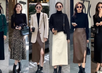 Đầu xuân, một loại trang phục được ưa chuộng gọi là ‘áo len dệt kim + chân váy’, nhẹ nhàng và khí chất